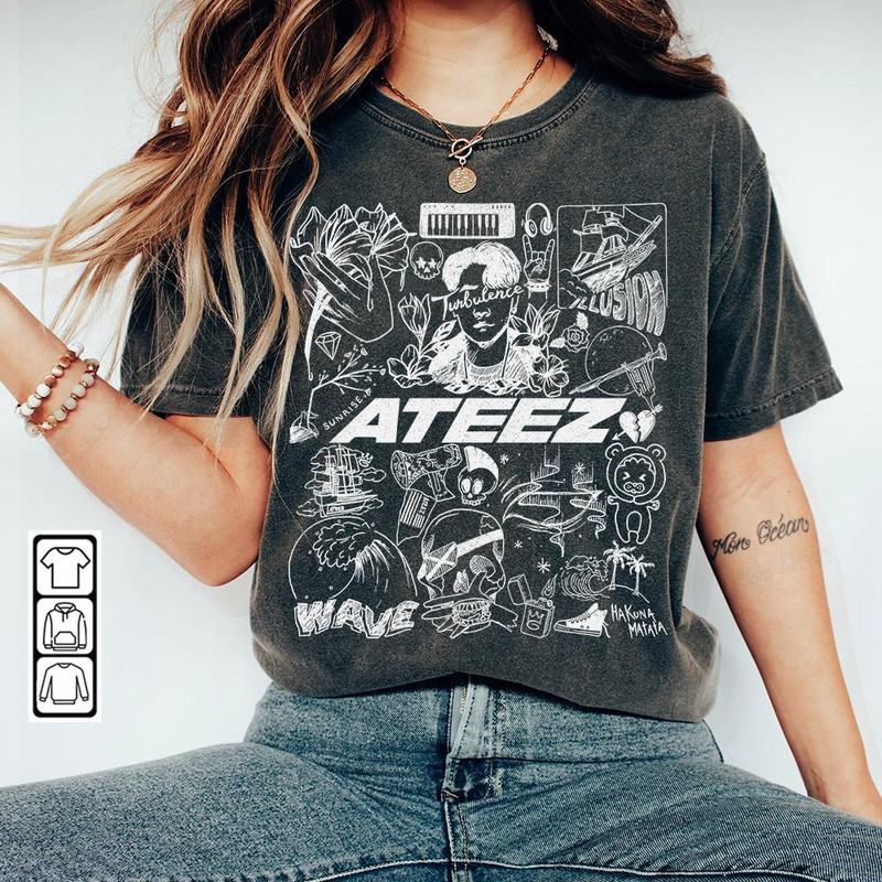 ATEEZ Kpop Doodle Art Shirt, Vintage ATEEZ Merch Tee Album Lyric Art Tattoo Design Sweatshirt, Retro ATEEZ Tour 2023 DA1906DT - 1.jpg