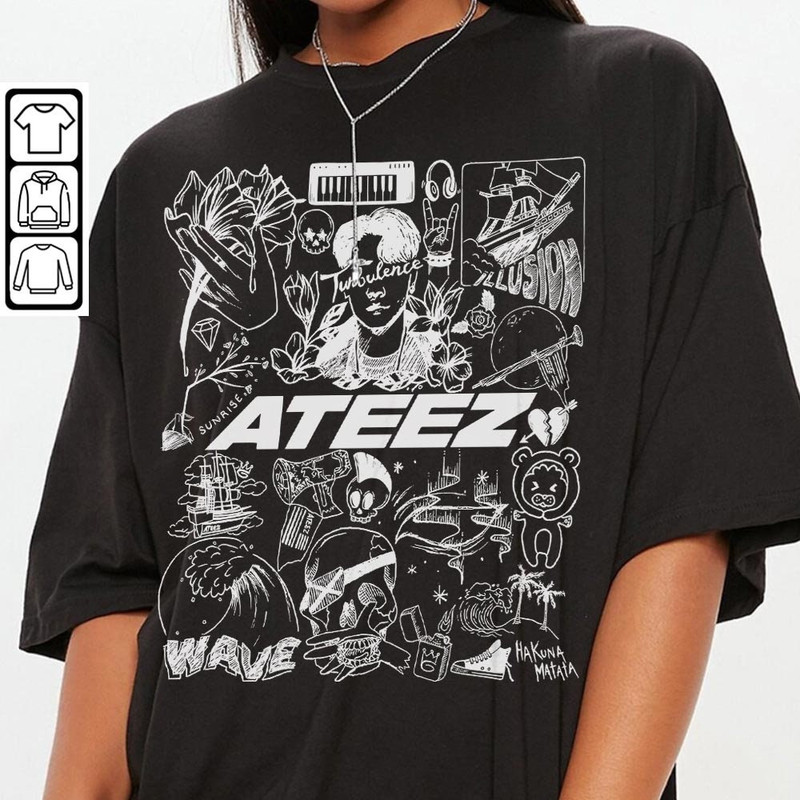 ATEEZ Kpop Doodle Art Shirt, Vintage ATEEZ Merch Tee Album Lyric Art Tattoo Design Sweatshirt, Retro ATEEZ Tour 2023 DA1906DT - 3.jpg