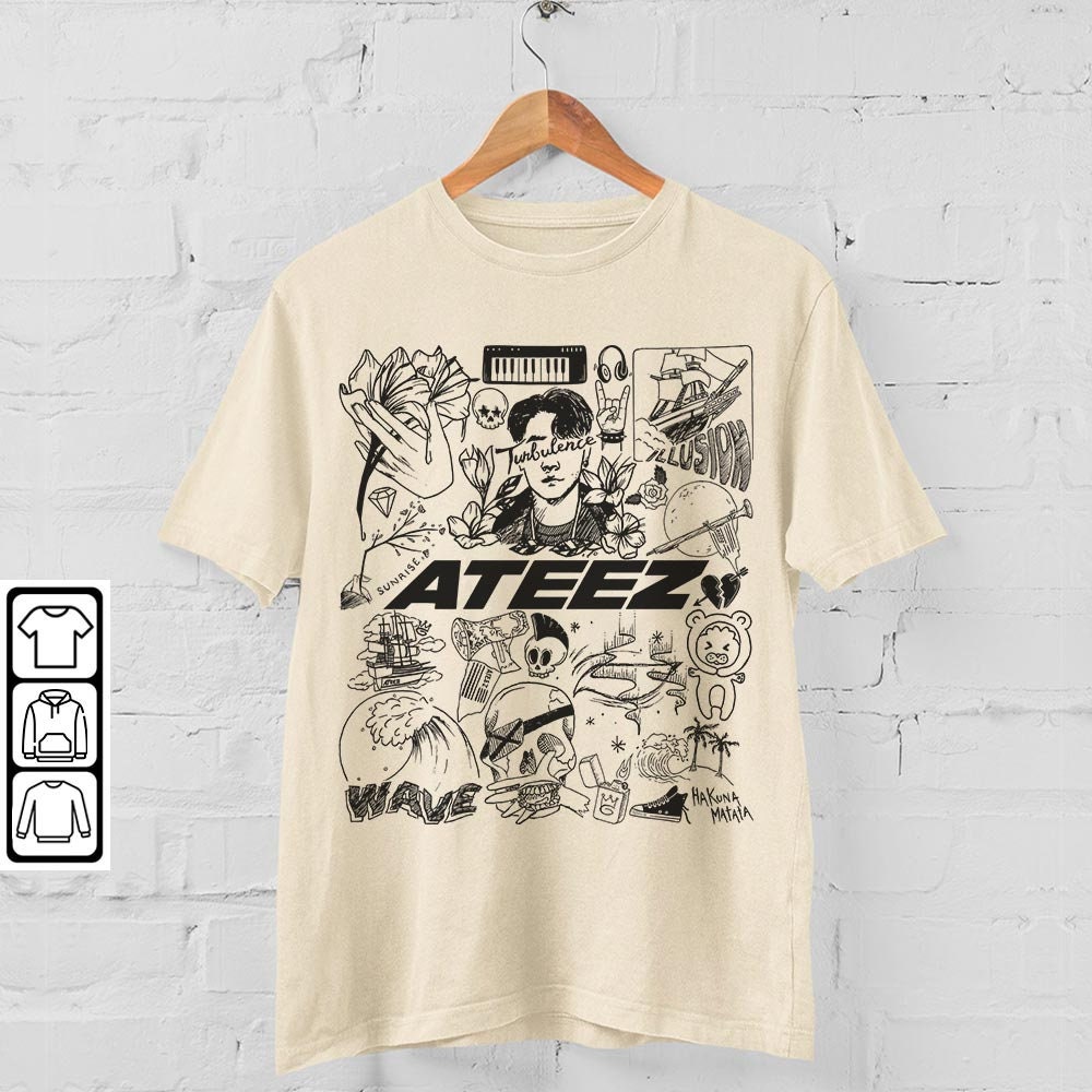 ATEEZ Kpop Doodle Art Shirt, Vintage ATEEZ Merch Tee Album Lyric Art Tattoo Design Sweatshirt, Retro ATEEZ Tour 2023 DA1906DT - 4.jpg