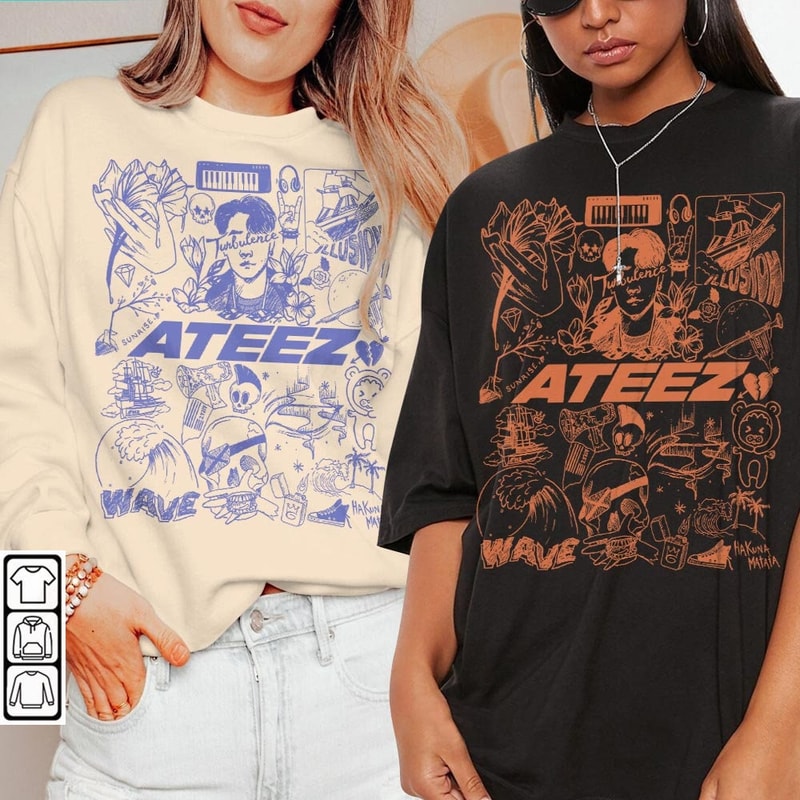 ATEEZ Kpop Doodle Art Shirt, Vintage ATEEZ Merch Tee Album Lyric Art Tattoo Design Sweatshirt, Retro ATEEZ Tour 2023 DA1906DT V1 - 1.jpg