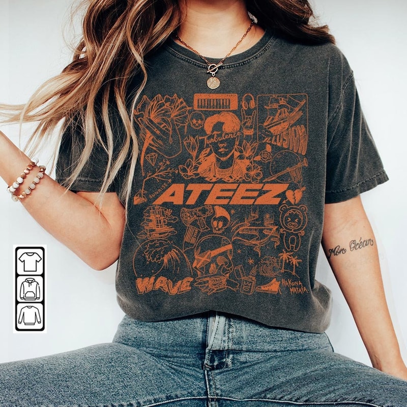 ATEEZ Kpop Doodle Art Shirt, Vintage ATEEZ Merch Tee Album Lyric Art Tattoo Design Sweatshirt, Retro ATEEZ Tour 2023 DA1906DT V1 - 2.jpg