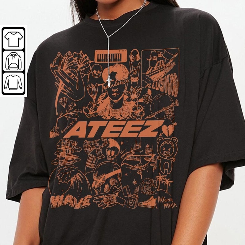 ATEEZ Kpop Doodle Art Shirt, Vintage ATEEZ Merch Tee Album Lyric Art Tattoo Design Sweatshirt, Retro ATEEZ Tour 2023 DA1906DT V1 - 3.jpg