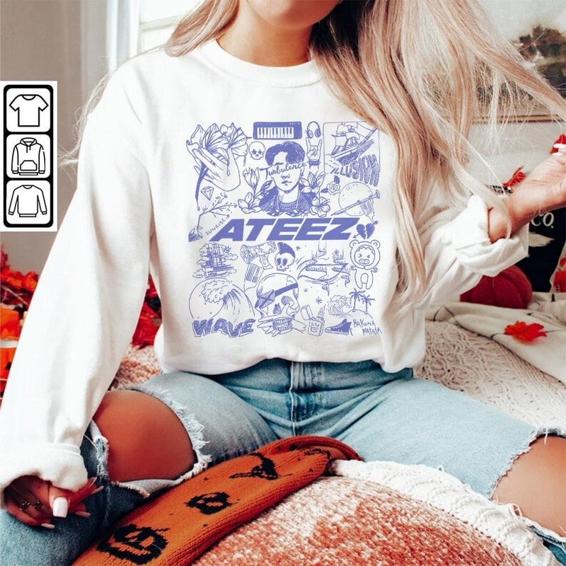 ATEEZ Kpop Doodle Art Shirt, Vintage ATEEZ Merch Tee Album Lyric Art Tattoo Design Sweatshirt, Retro ATEEZ Tour 2023 DA1906DT V1 - 5.jpg