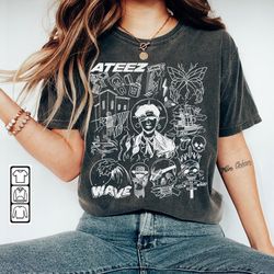 ateez kpop doodle art shirt, vintage ateez merch tee albums lyric art tattoo design sweatshirt, retro ateez tour 2023 da