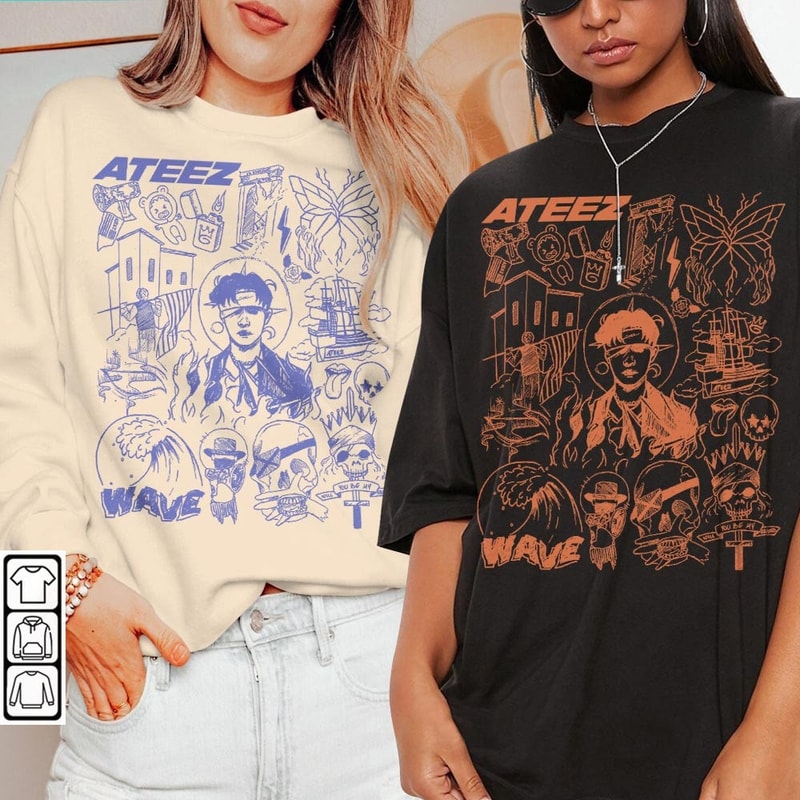ATEEZ Kpop Doodle Art Shirt, Vintage ATEEZ Merch Tee Albums Lyric Art Tattoo Design Sweatshirt, Retro ATEEZ Tour 2023 DA1906DT V1 - 1.jpg