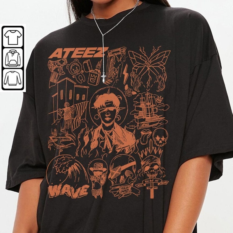 ATEEZ Kpop Doodle Art Shirt, Vintage ATEEZ Merch Tee Albums Lyric Art Tattoo Design Sweatshirt, Retro ATEEZ Tour 2023 DA1906DT V1 - 3.jpg