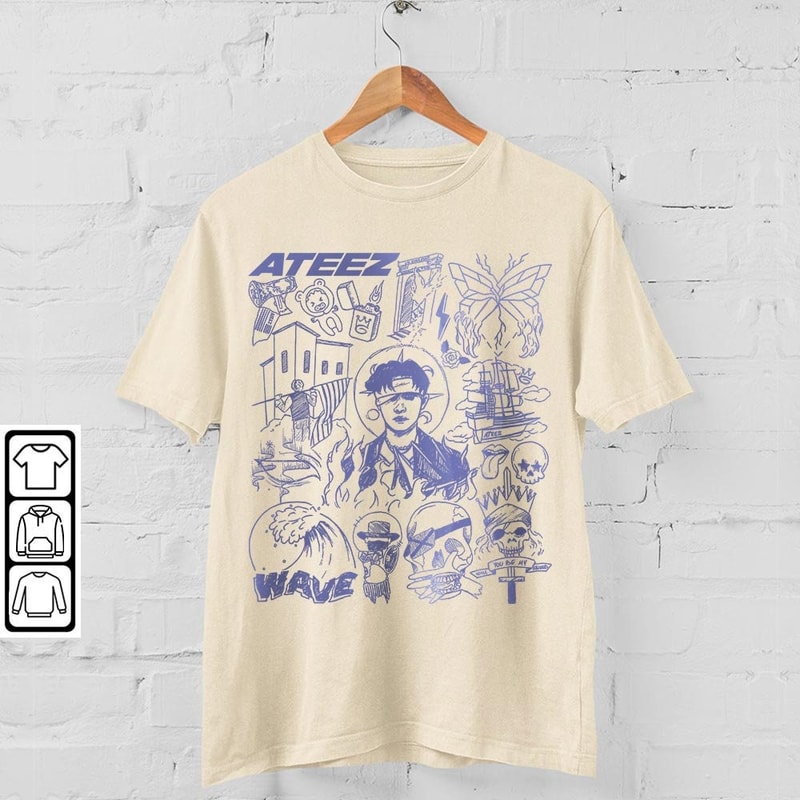ATEEZ Kpop Doodle Art Shirt, Vintage ATEEZ Merch Tee Albums Lyric Art Tattoo Design Sweatshirt, Retro ATEEZ Tour 2023 DA1906DT V1 - 4.jpg