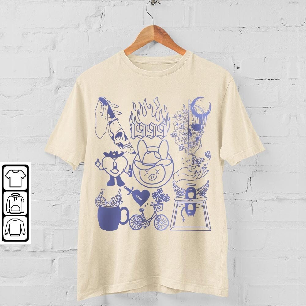 Bad Bunny Doodle Art Shirt, Vintage Un X100to Lyrics Merch Tee Sweatshirt Hoodie, Retro Bad Bunny Tattoo Art Tour 2023 DA1205DT - 4.jpg