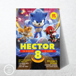 Personalized File Sonic the Hedgehog Birthday Invitation | Sonic Party Invitation | Sonic Party Invite| Digital PNG