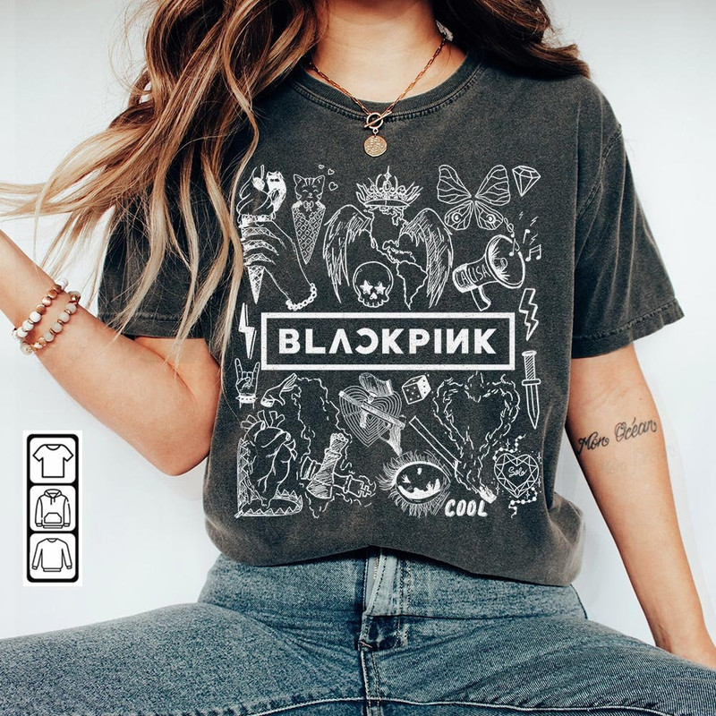 BlackPink Kpop Doodle Art Shirt, Vintage Blackpink Merch Tee Album Lyric Art Tattoo Sweatshirt, Retro BlackPink Tour 2023 DA2006DT - 1.jpg