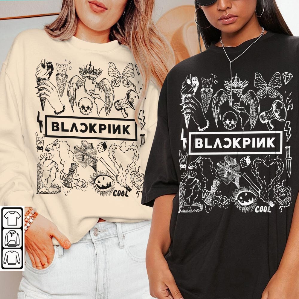BlackPink Kpop Doodle Art Shirt, Vintage Blackpink Merch Tee Album Lyric Art Tattoo Sweatshirt, Retro BlackPink Tour 2023 DA2006DT - 2.jpg
