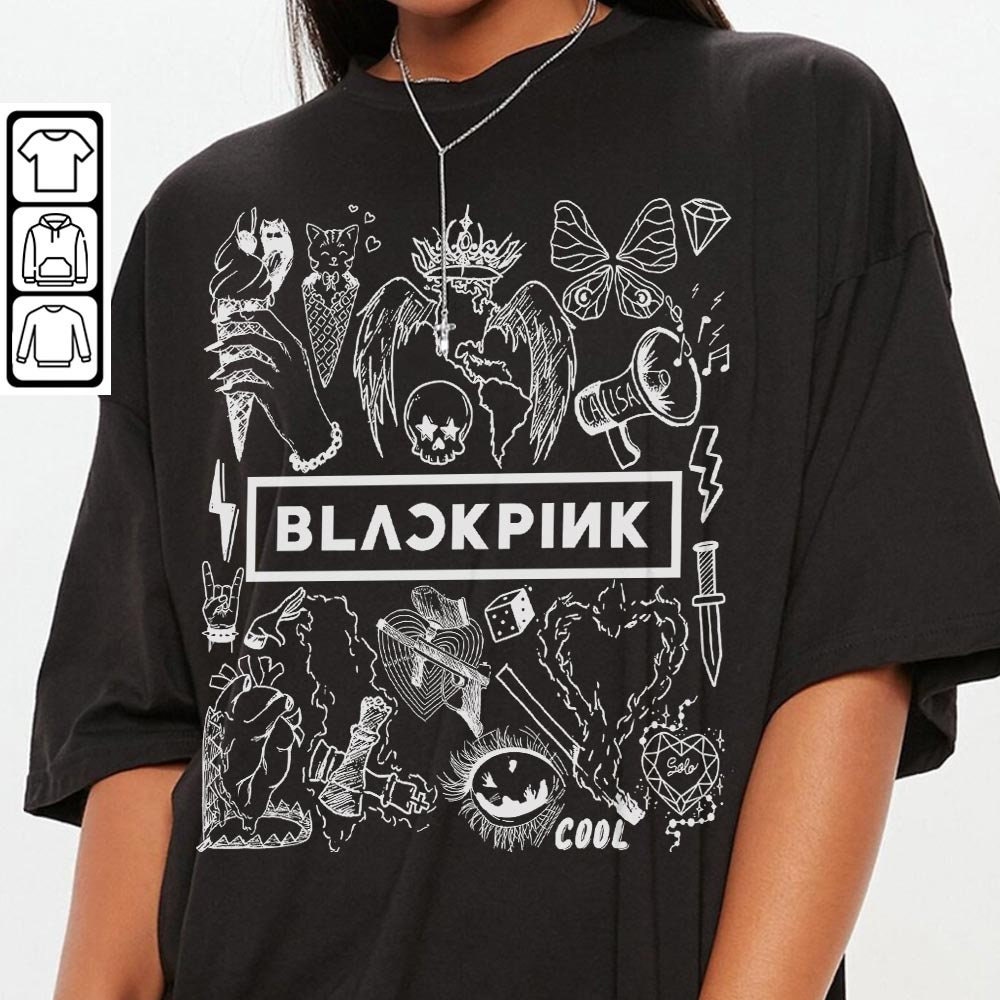 BlackPink Kpop Doodle Art Shirt, Vintage Blackpink Merch Tee Album Lyric Art Tattoo Sweatshirt, Retro BlackPink Tour 2023 DA2006DT - 3.jpg