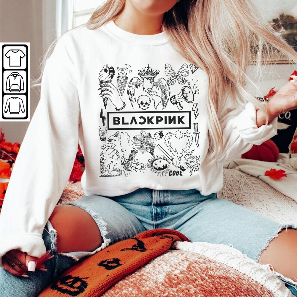 BlackPink Kpop Doodle Art Shirt, Vintage Blackpink Merch Tee Album Lyric Art Tattoo Sweatshirt, Retro BlackPink Tour 2023 DA2006DT - 5.jpg