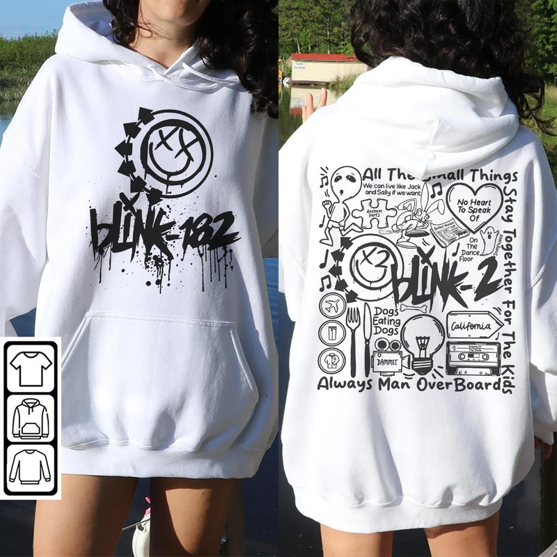 Blink 182 Doodle Art Shirt, 2 Side Vintage Blink 182 Merch Album Lyric Art Sweatshirt Hoodie, Blink-182 Tour 2023 DA1505DT - 1.jpg
