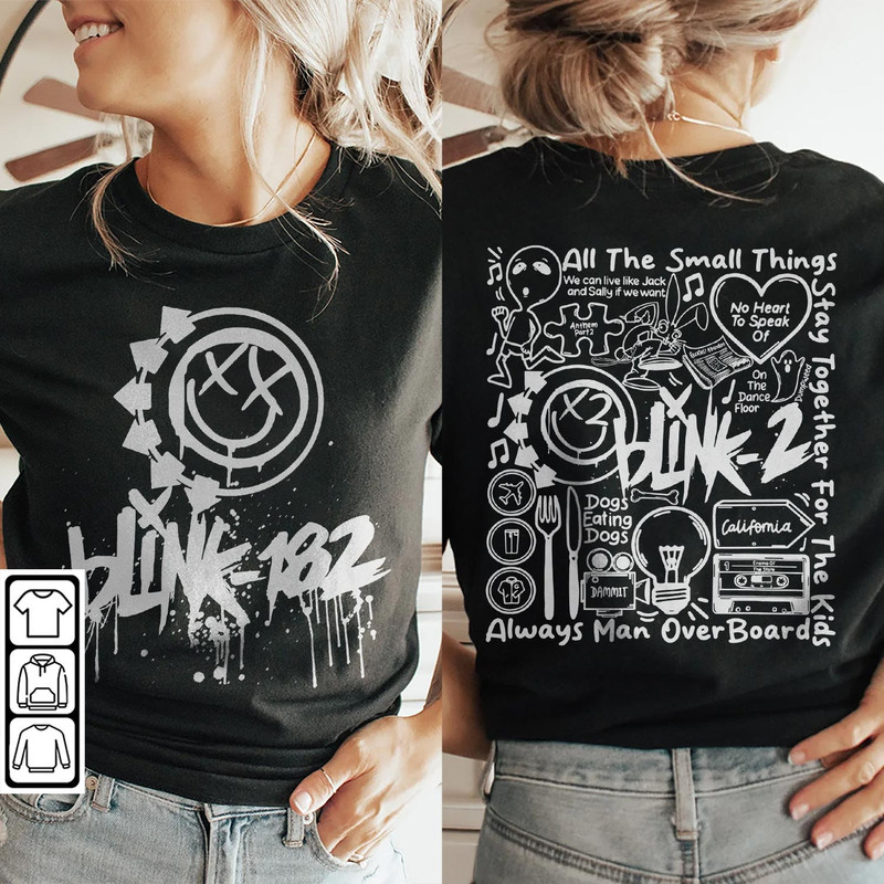 Blink 182 Doodle Art Shirt, 2 Side Vintage Blink 182 Merch Album Lyric Art Sweatshirt Hoodie, Blink-182 Tour 2023 DA1505DT - 2.jpg