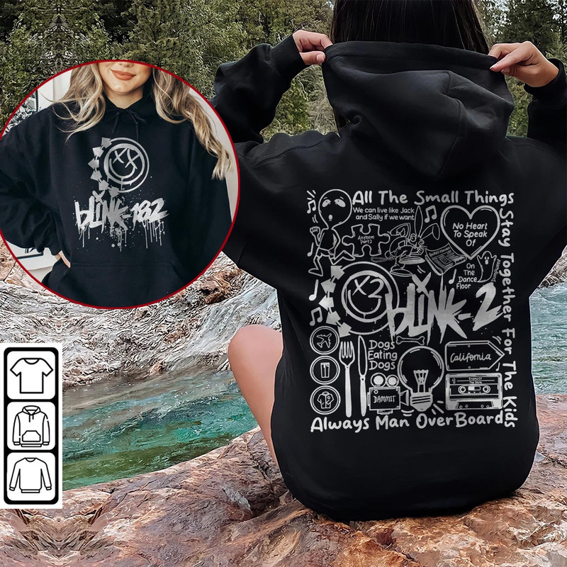Blink 182 Doodle Art Shirt, 2 Side Vintage Blink 182 Merch Album Lyric Art Sweatshirt Hoodie, Blink-182 Tour 2023 DA1505DT - 5.jpg