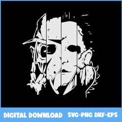 Freddy Jason Michael Myers and Leather Face Svg, Michael Myers Svg, Jason Svg, Halloween Svg, Png Eps Dxf File