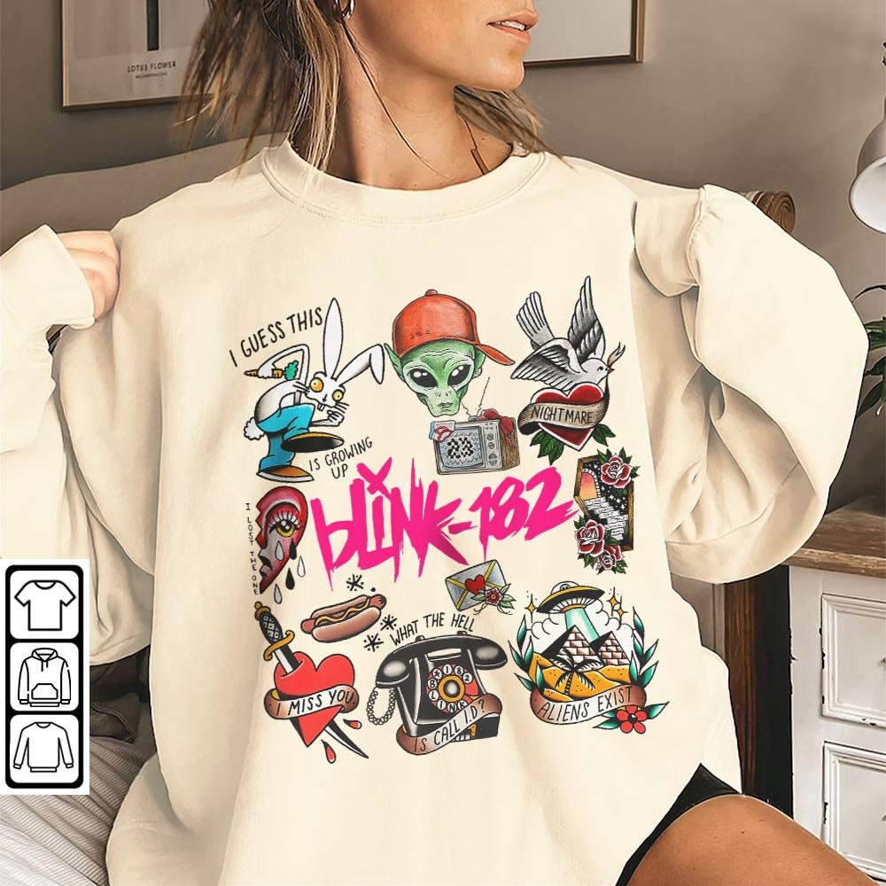 Blink 182 Doodle Art Shirt, Vintage Blink 182 Merch Album Lyric Art Sweatshirt Hoodie, Blink-182 Tattoos Tour 2023 DOA2504DT - 2.jpg