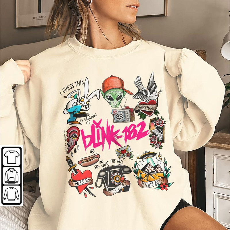 Blink 182 Doodle Art Shirt, Vintage Blink 182 Merch Album Lyric Art Sweatshirt Hoodie, Blink-182 Tattoos Tour 2023 DOA2504DT - 2.jpg