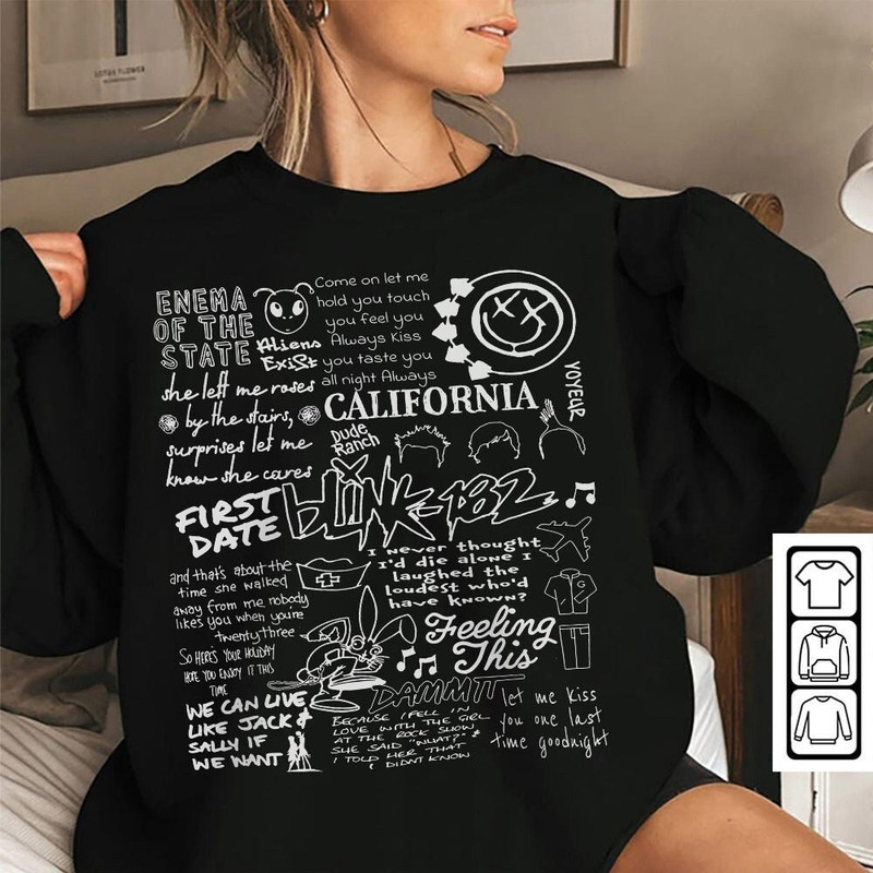 Blink 182 Lyric Album Song, Blink 182 Sketch, Music Band Retro Unisex Hoodie Sweatshirts T-Shirt - 5.jpg