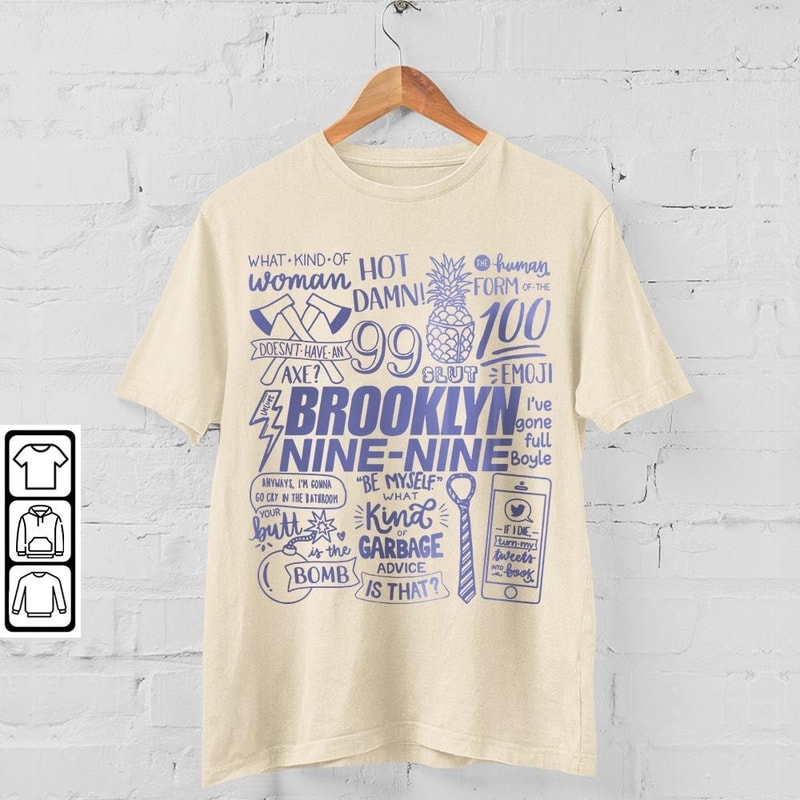 Brooklyn Nine Nine Doodle Art Shirt, Vintage Brooklyn Nine Nine TV Print Tattoo Design Art Concert 2023 V1 DA3105DT - 4.jpg