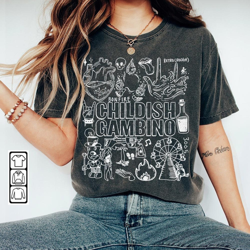 Childish Gambino Doodle Art Shirt, Vintage Childish Gambino Lyrics Tattoo Design Art Tour Concert 2023 DA3105DT - 1.jpg