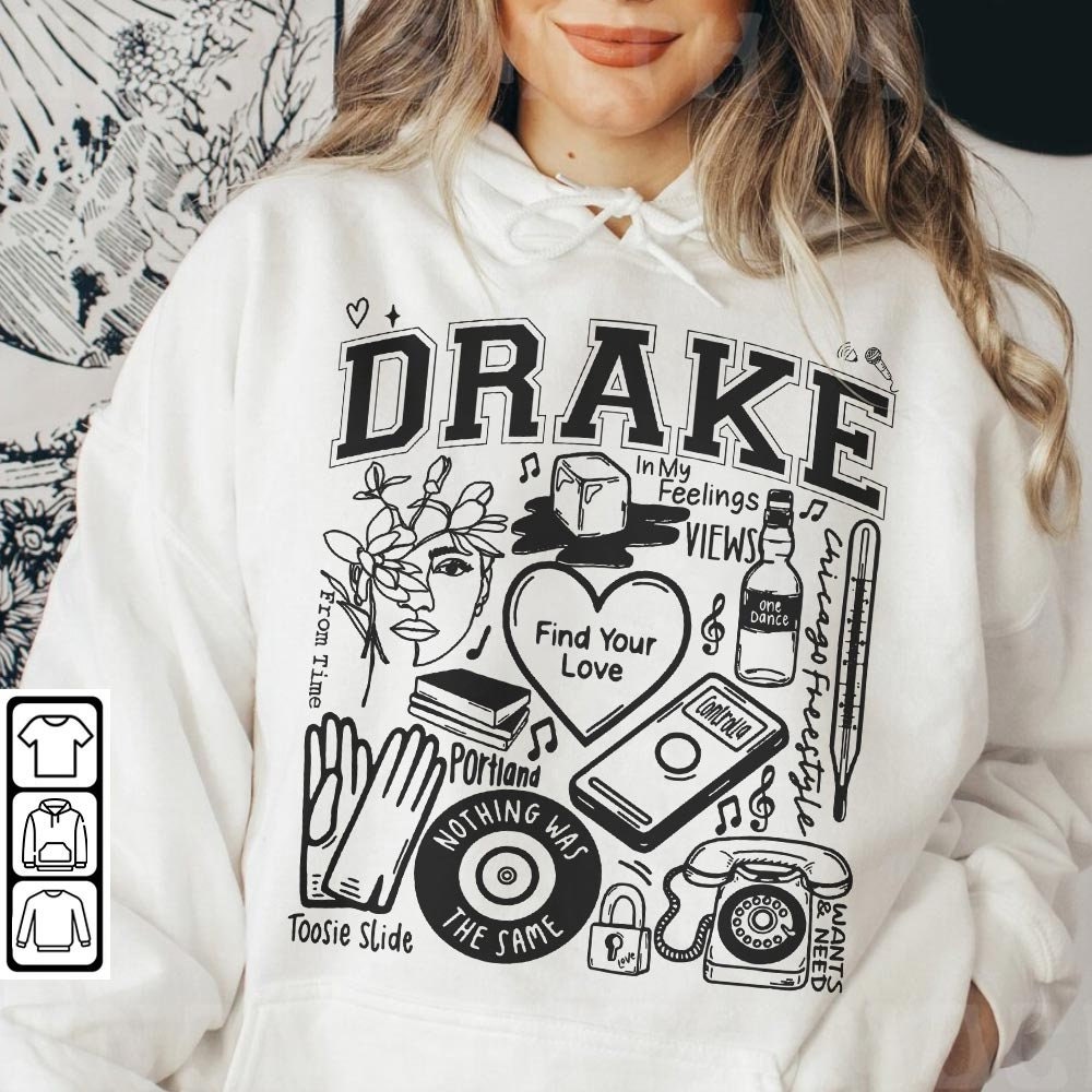 Drake Doodle Art Shirt, Vintage Merch Drake Album Lyrics Song Sweatshirt Hoodie, Retro Drake Tour 2023 Rap DA2604DT - 1.jpg