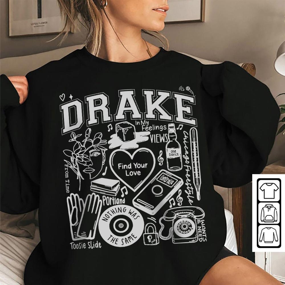 Drake Doodle Art Shirt, Vintage Merch Drake Album Lyrics Song Sweatshirt Hoodie, Retro Drake Tour 2023 Rap DA2604DT - 5.jpg