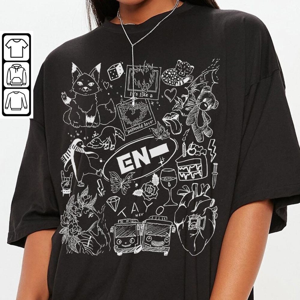 ENHYPEN Kpop Doodle Art Shirt, Vintage ENHYPEN Merch Tee Graphic Album Lyric Sweatshirt, Retro ENHYPEN Tour 2023 DA2106DT - 3.jpg