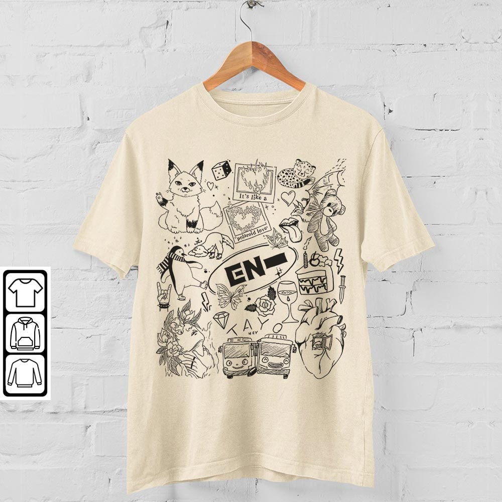 ENHYPEN Kpop Doodle Art Shirt, Vintage ENHYPEN Merch Tee Graphic Album Lyric Sweatshirt, Retro ENHYPEN Tour 2023 DA2106DT - 4.jpg
