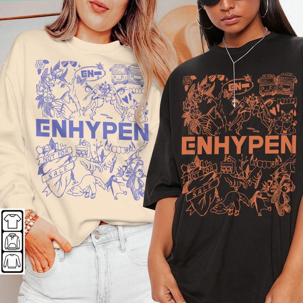ENHYPEN Kpop Doodle Art Shirt, Vintage ENHYPEN Merch Tee Graphic Album Lyrics Sweatshirt, Retro ENHYPEN Tour 2023 DA2106DT V1 - 1.jpg