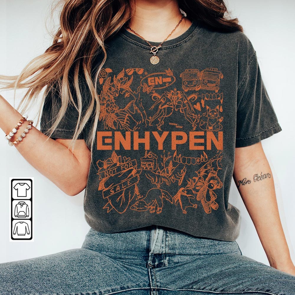 ENHYPEN Kpop Doodle Art Shirt, Vintage ENHYPEN Merch Tee Graphic Album Lyrics Sweatshirt, Retro ENHYPEN Tour 2023 DA2106DT V1 - 2.jpg