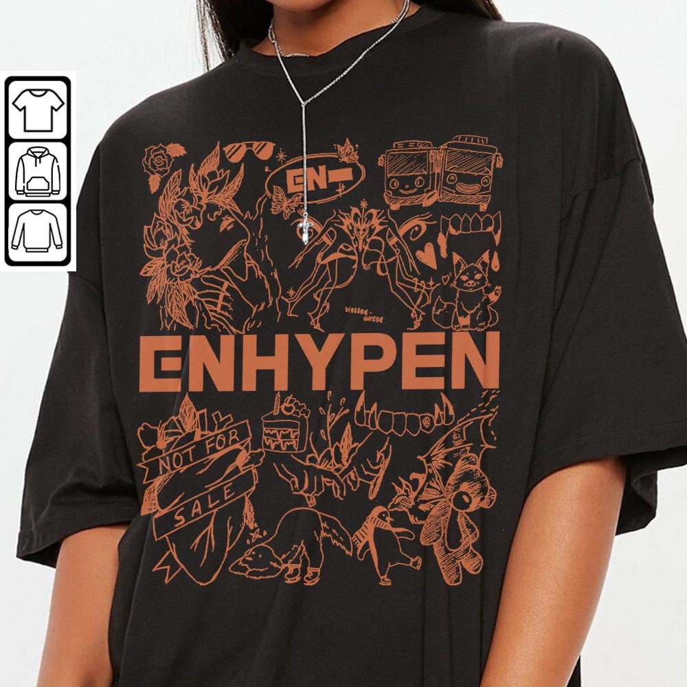 ENHYPEN Kpop Doodle Art Shirt, Vintage ENHYPEN Merch Tee Graphic Album Lyrics Sweatshirt, Retro ENHYPEN Tour 2023 DA2106DT V1 - 3.jpg