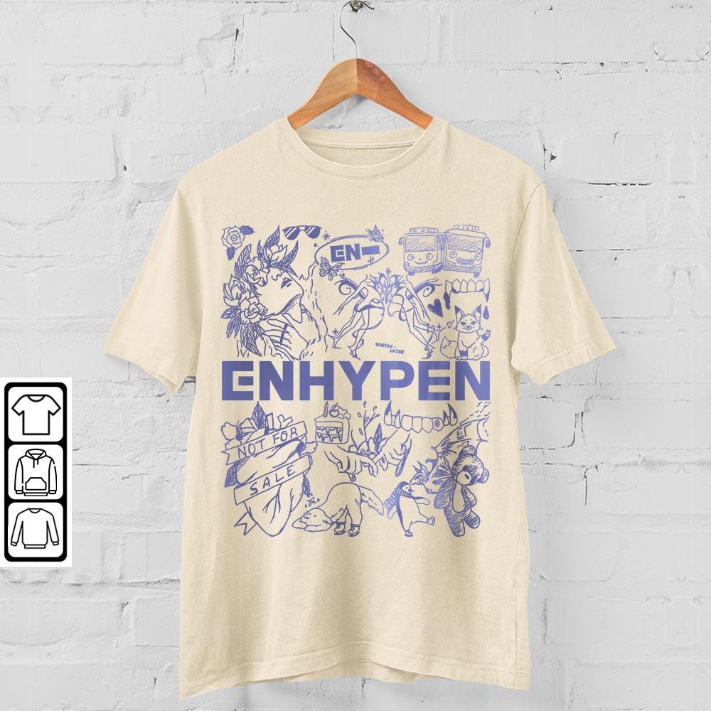 ENHYPEN Kpop Doodle Art Shirt, Vintage ENHYPEN Merch Tee Graphic Album Lyrics Sweatshirt, Retro ENHYPEN Tour 2023 DA2106DT V1 - 4.jpg
