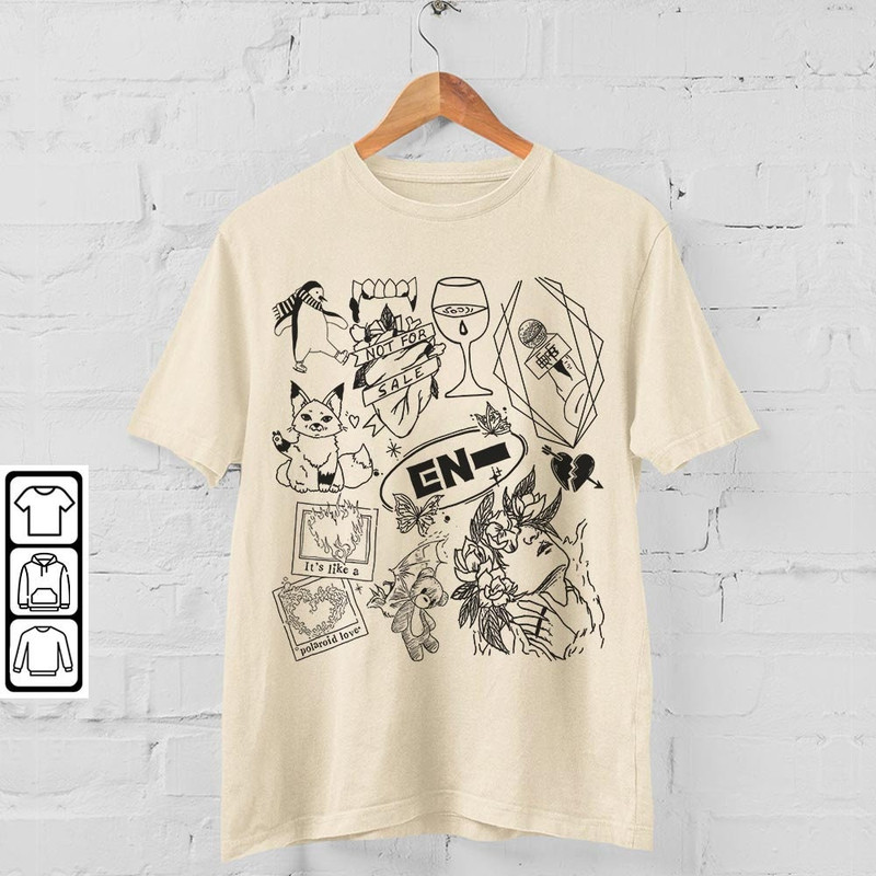 ENHYPEN Kpop Doodle Art Shirt, Vintage ENHYPEN Merch Tee Graphic Albums Lyrics Sweatshirt, Retro ENHYPEN Tour 2023 DA2106DT - 4.jpg