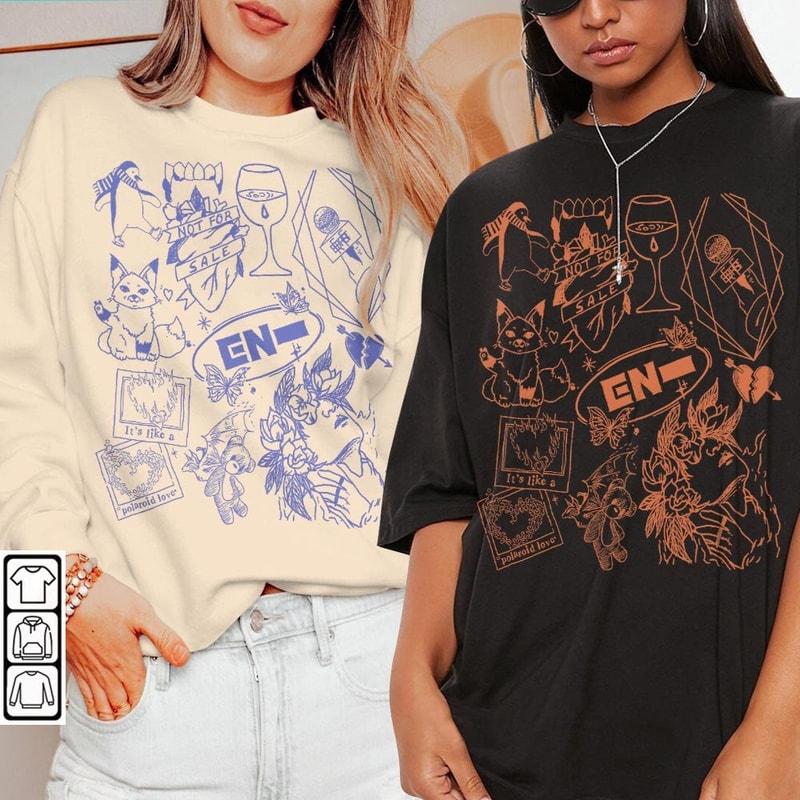ENHYPEN Kpop Doodle Art Shirt, Vintage ENHYPEN Merch Tee Graphic Albums Lyrics Sweatshirt, Retro ENHYPEN Tour 2023 DA2106DT V1 - 1.jpg
