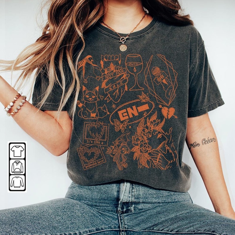 ENHYPEN Kpop Doodle Art Shirt, Vintage ENHYPEN Merch Tee Graphic Albums Lyrics Sweatshirt, Retro ENHYPEN Tour 2023 DA2106DT V1 - 2.jpg