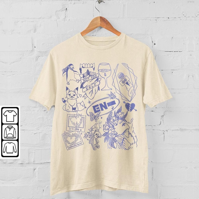 ENHYPEN Kpop Doodle Art Shirt, Vintage ENHYPEN Merch Tee Graphic Albums Lyrics Sweatshirt, Retro ENHYPEN Tour 2023 DA2106DT V1 - 4.jpg
