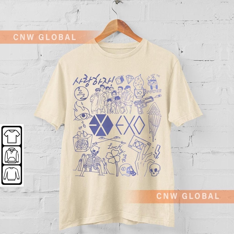 EXO Kpop Doodle Art Shirt, Vintage EXO Merch Tee Graphic Art Album Lyric Sweatshirt, Retro EXO Concert Tour 2023 DA0807DT - 4.jpg