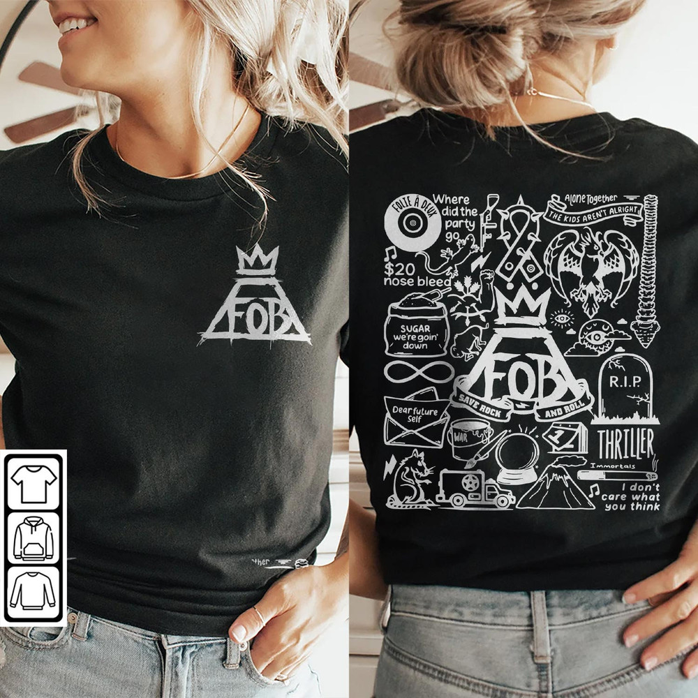 Fall Out Boy Doodle Art Shirt, 2 Side Vintage Fall Out Boy Lyric Merch Tee Sweatshirt Hoodie, Fall Out Boy Tattoo Tour 2023 DA1306DT - 2.jpg