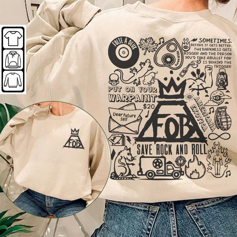 Fall Out Boy Doodle Art Shirt, 2 Side Vintage Fall Out Boy Lyric Merch Tee Sweatshirt Hoodie, Retro Fall Out Boy Tattoo Tour 2023 DA1306DT - 1.jpg