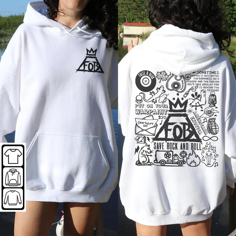 Fall Out Boy Doodle Art Shirt, 2 Side Vintage Fall Out Boy Lyric Merch Tee Sweatshirt Hoodie, Retro Fall Out Boy Tattoo Tour 2023 DA1306DT - 3.jpg