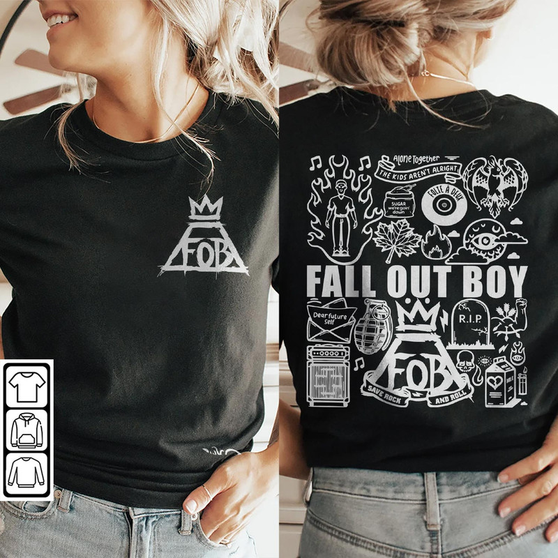 Fall Out Boy Doodle Art Shirt, 2 Side Vintage Fall Out Boy Lyrics Merch Tee Sweatshirt Hoodie, Retro Fall Out Boy Tattoo Tour 2023 DA1306DT - 2.jpg