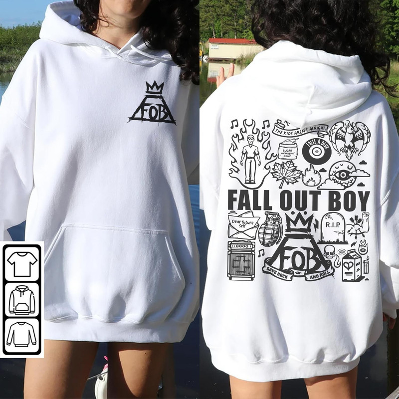 Fall Out Boy Doodle Art Shirt, 2 Side Vintage Fall Out Boy Lyrics Merch Tee Sweatshirt Hoodie, Retro Fall Out Boy Tattoo Tour 2023 DA1306DT - 3.jpg