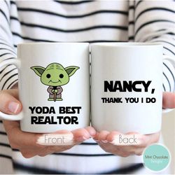 yoda best realtor 2 - gift for realtor, funny yoda mug, custom name yoda mug, best realtor mug, best realtor ever, funny