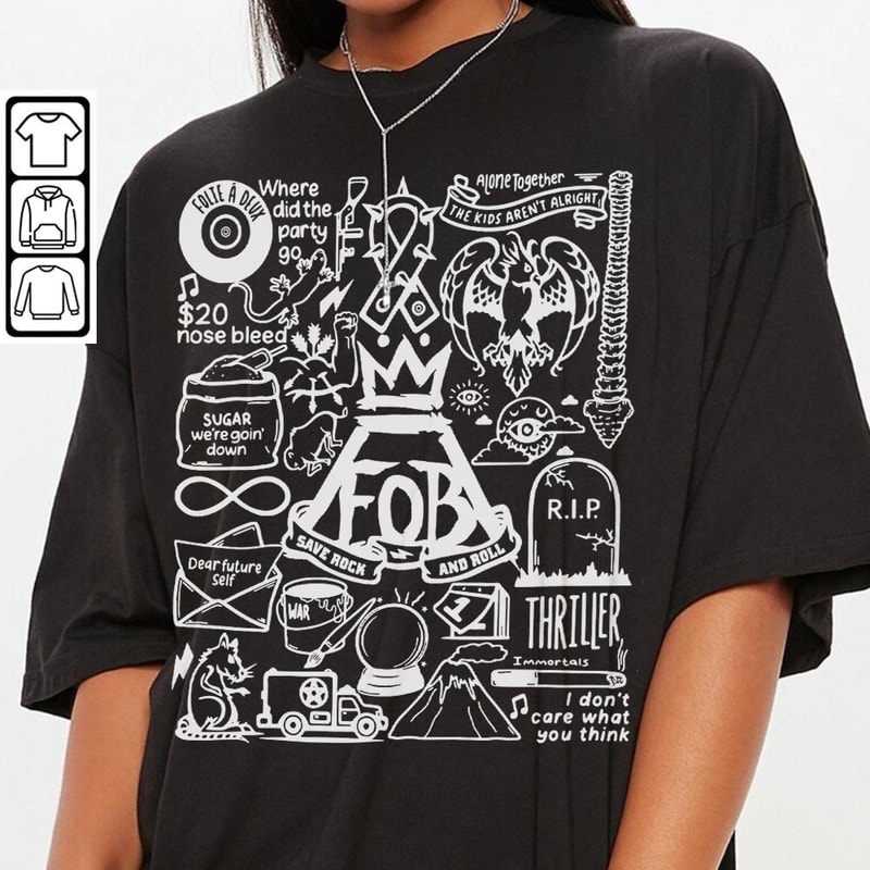 Fall Out Boy Doodle Art Shirt, Vintage Fall Out Boy Lyric Merch Tee Sweatshirt Hoodie, Fall Out Boy Tattoo Tour 2023 DA0605DT - 3.jpg