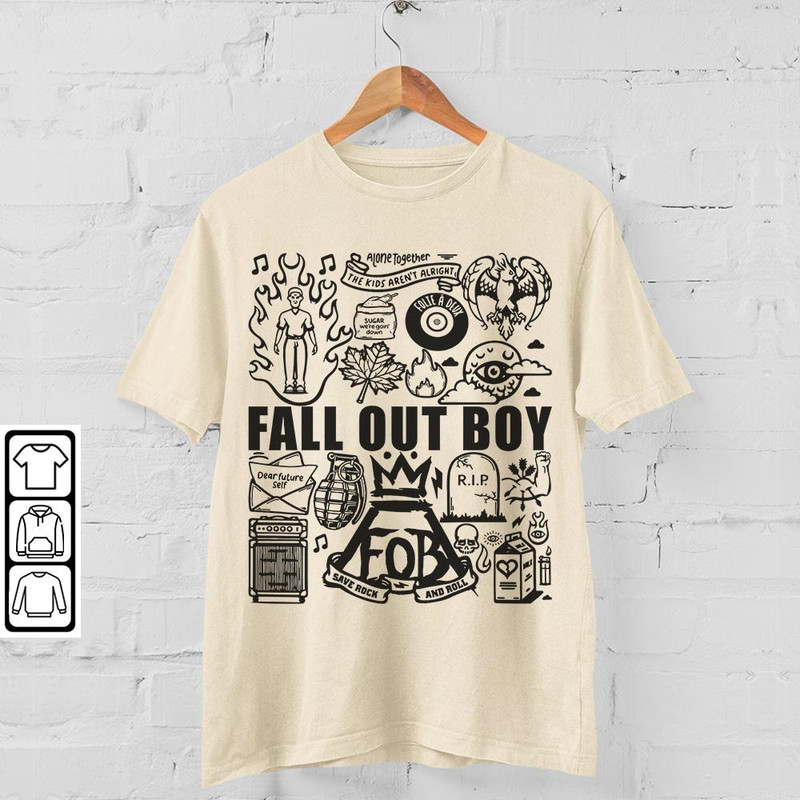 Fall Out Boy Doodle Art Shirt, Vintage Fall Out Boy Lyrics Merch Tee Sweatshirt Hoodie, Retro Fall Out Boy Tattoo Tour 2023 DA0605DT - 4.jpg