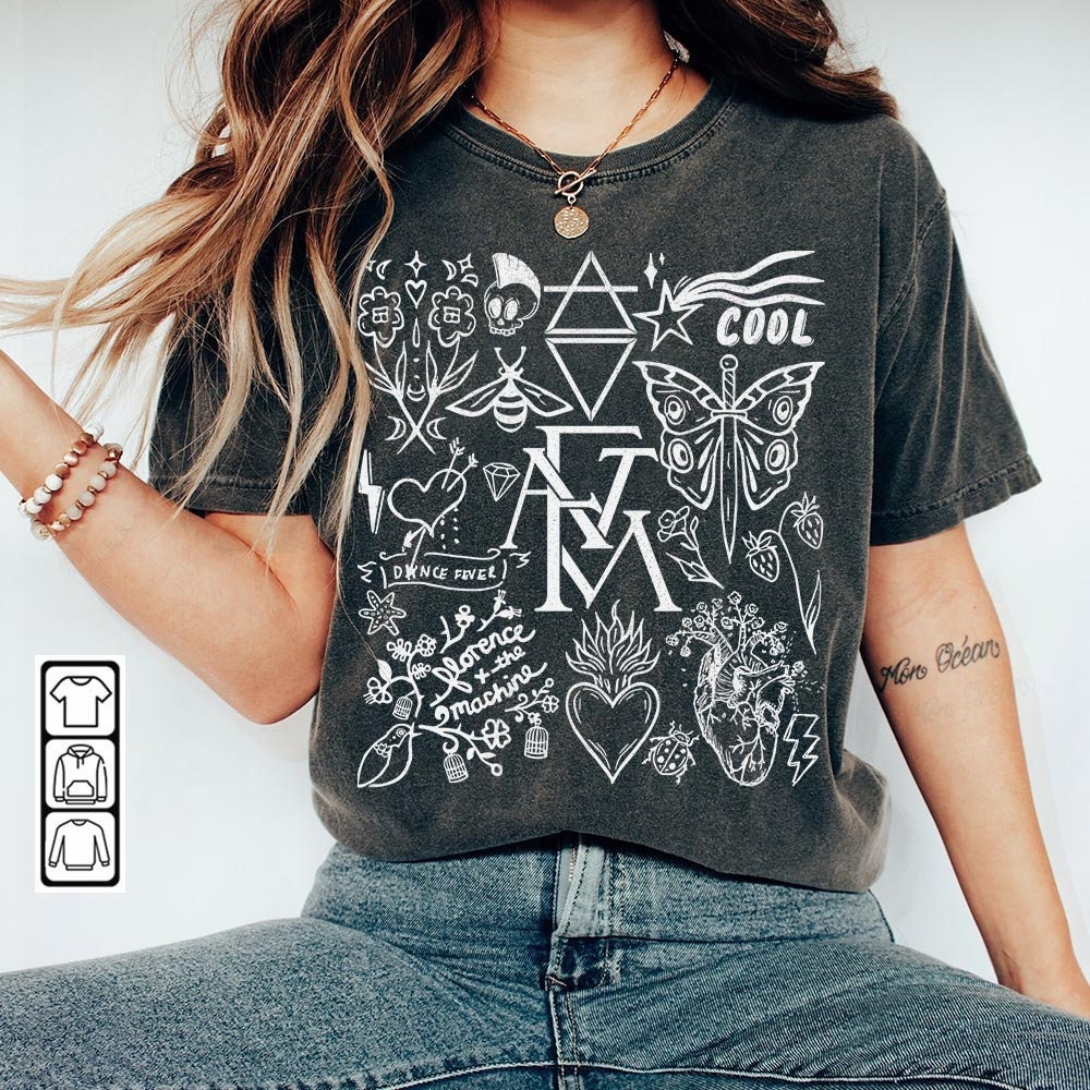Florence And The Machine Doodle Art Shirt, Vintage Florence And The Machine Album Lyrics Art Tattoo Sweatshirt Hoodie Tour 2023 DA3005DT - 1.jpg