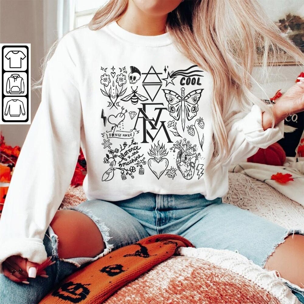 Florence And The Machine Doodle Art Shirt, Vintage Florence And The Machine Album Lyrics Art Tattoo Sweatshirt Hoodie Tour 2023 DA3005DT - 5.jpg