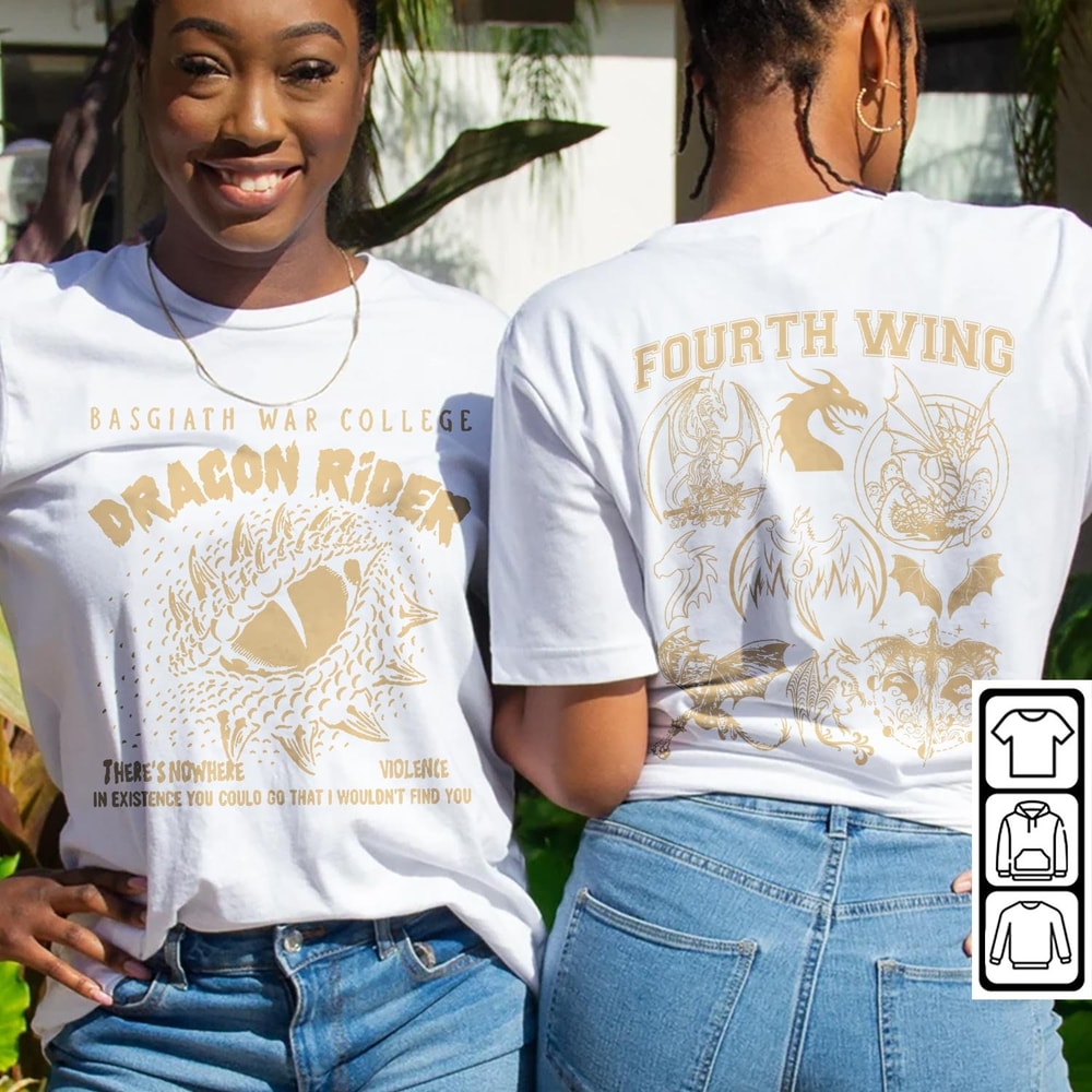 Fourth Wing Dragon Rider Doodle Art Shirt, 2 Side Retro Fourth Wing Dragon Rider Basgiath War College Book Art Sweatshirt Tattoo V3 DA86DT - 4.jpg
